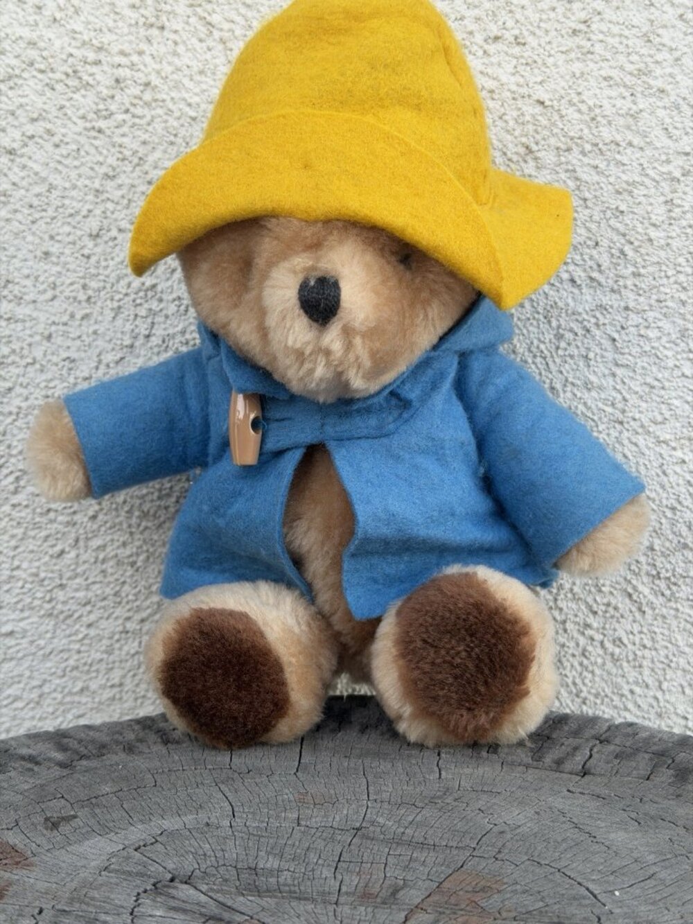 Vintage Paddington Bear Plush 10" Doll Toy Yellow Hat Blue Coat Eden Toys 1975